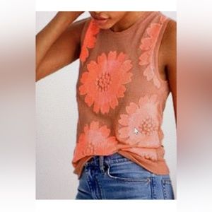J. Crew Peach Floral Knit Tank Top